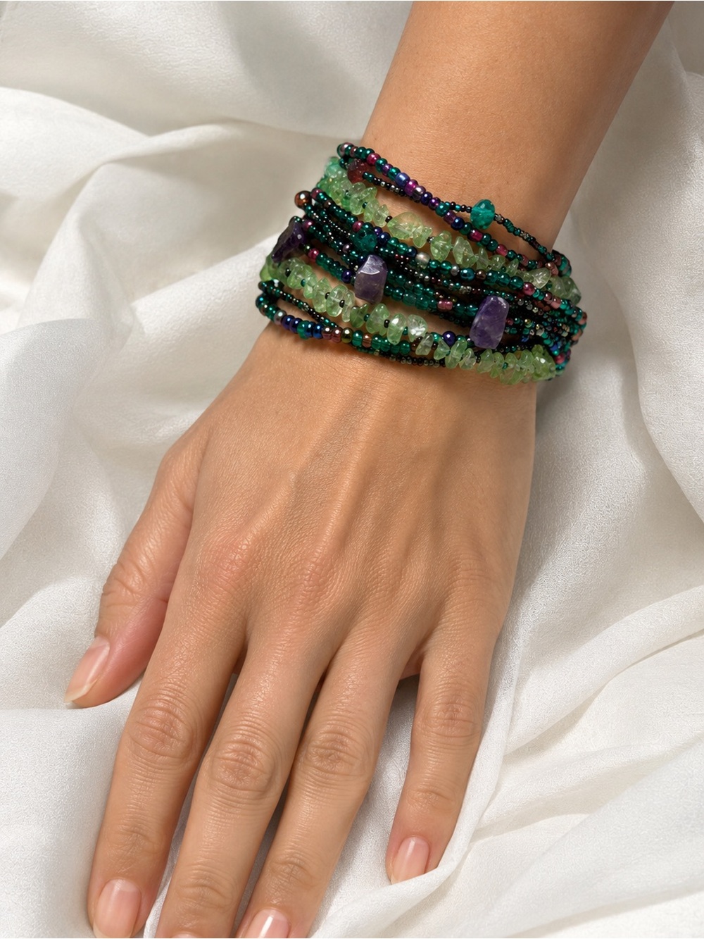 Handcrafted Guatemalan Gemstone Wrap Bracelet